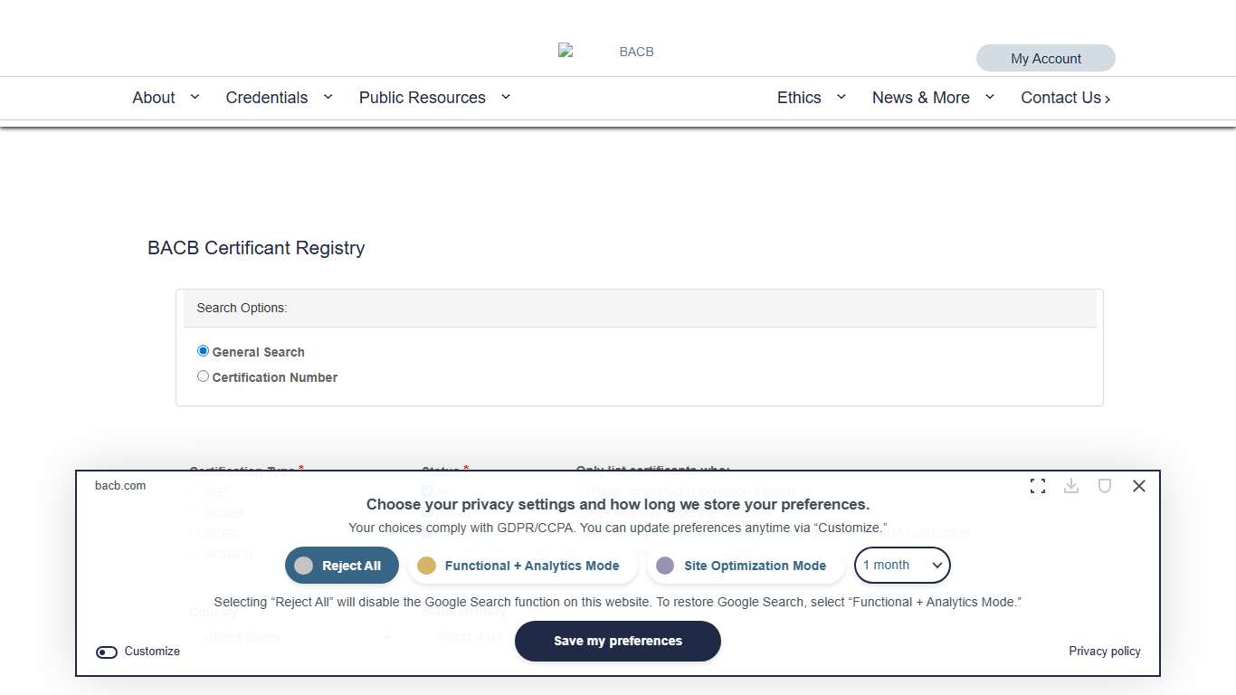 BACB Certificant Registry